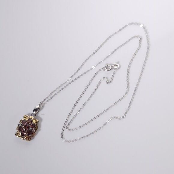 Zircon Red Zircon 14k YG Pendant Necklace ITALY Chain - Picture 6 of 11